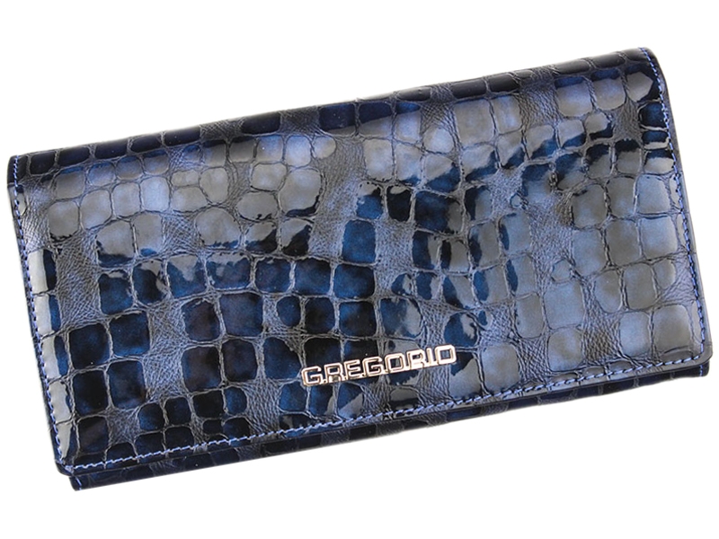 Modrá lesklá kožená peněženka Gregorio FS-106
