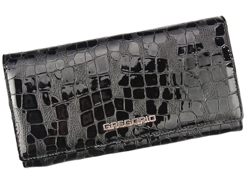 Černá lesklá kožená peněženka Gregorio FS-106