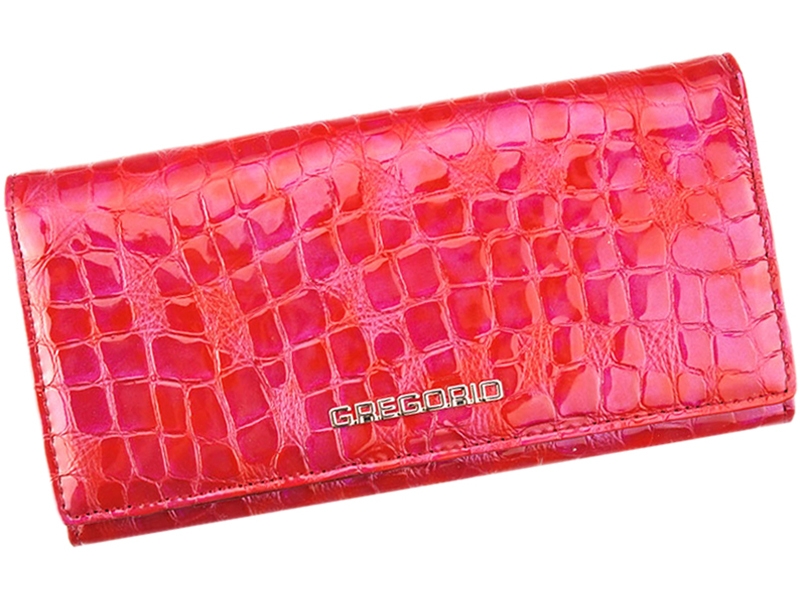 Červená lesklá kožená peněženka Gregorio FS-106