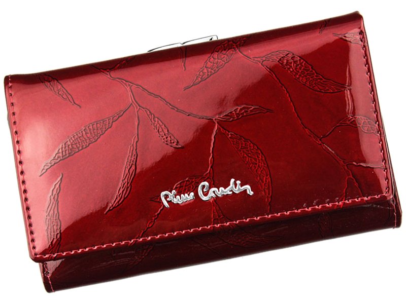Červená lesklá kožená peněženka Pierre Cardin LEAF 108