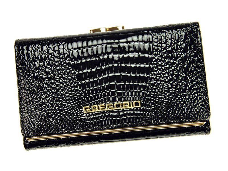 Černá lesklá kožená peněženka Gregorio SLL108