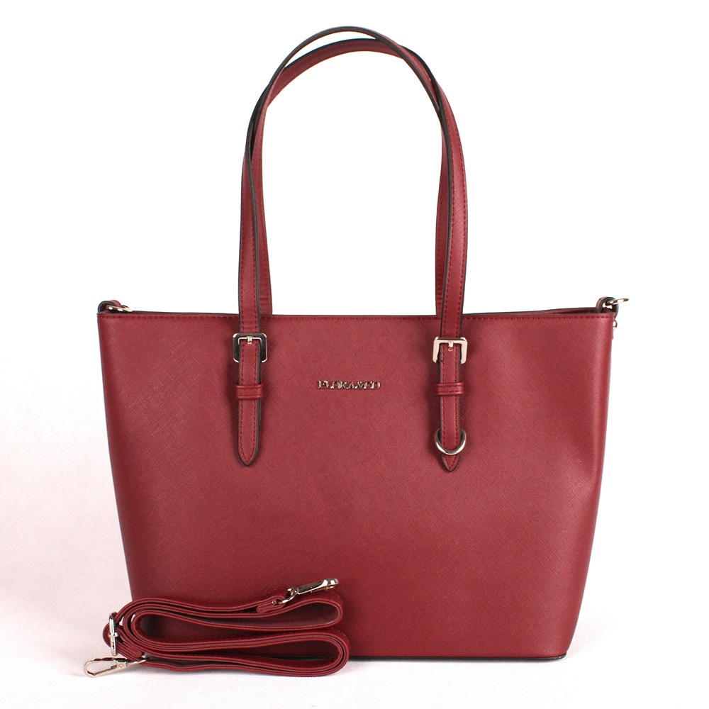 Tmavěčervená velká elegantní pevná kabelka na rameno FLORA&CO F9126