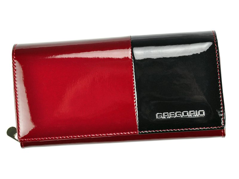 Lesklá červeno-černá kožená peněženka Gregorio DUO106