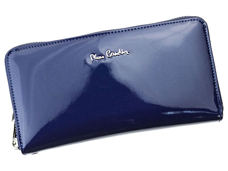 Celozipová kožená lesklá modrá peněženka Pierre Cardin 05 LINE 119