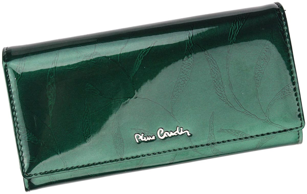 Zelená lesklá kožená peněženka Pierre Cardin LEAF 106
