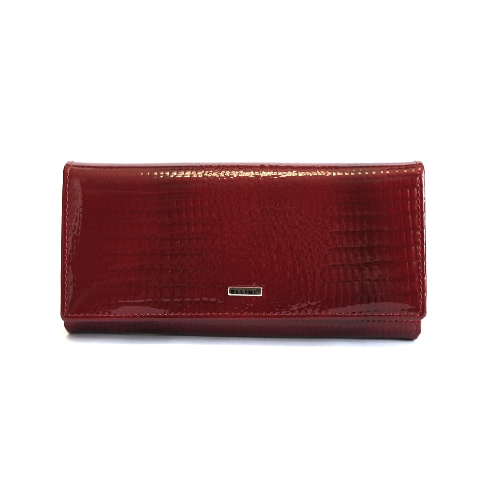Lesklá červená kožená peněženka Ellini CDF-64-369