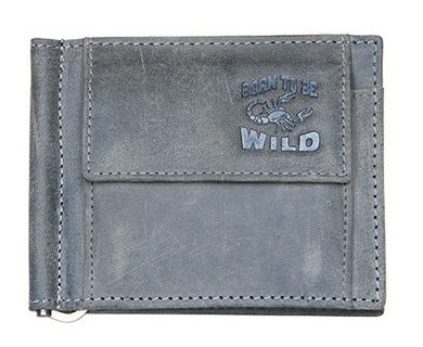Šedá kožená peněženka dolarovka Born to be Wild se štírem