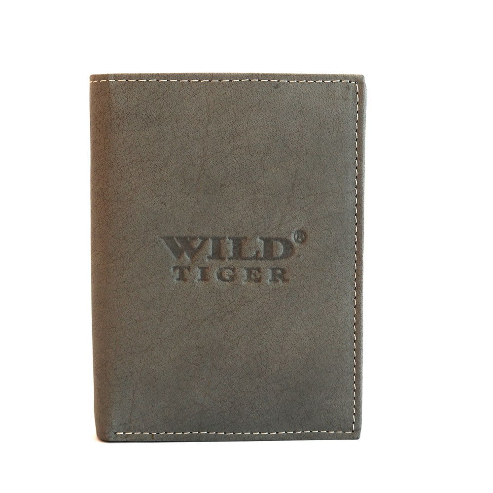Šedá kožená peněženka Wild Tiger (AM-28-073)