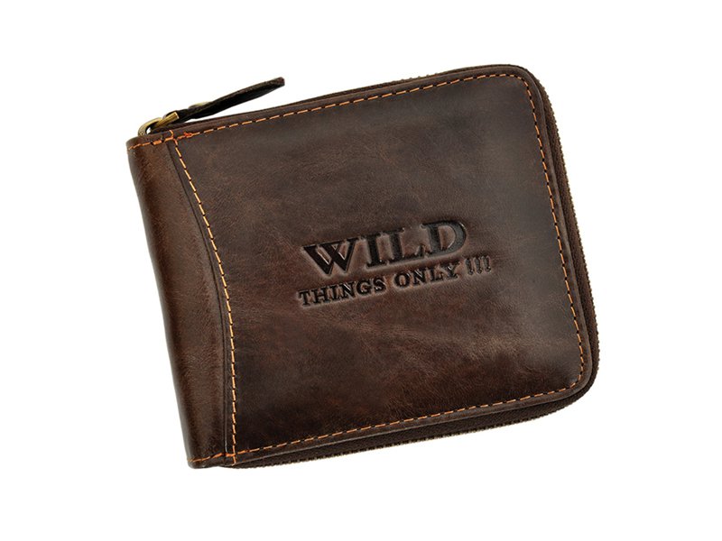 Hnědá celozipová kožená peněženka Wild Things Only 5267