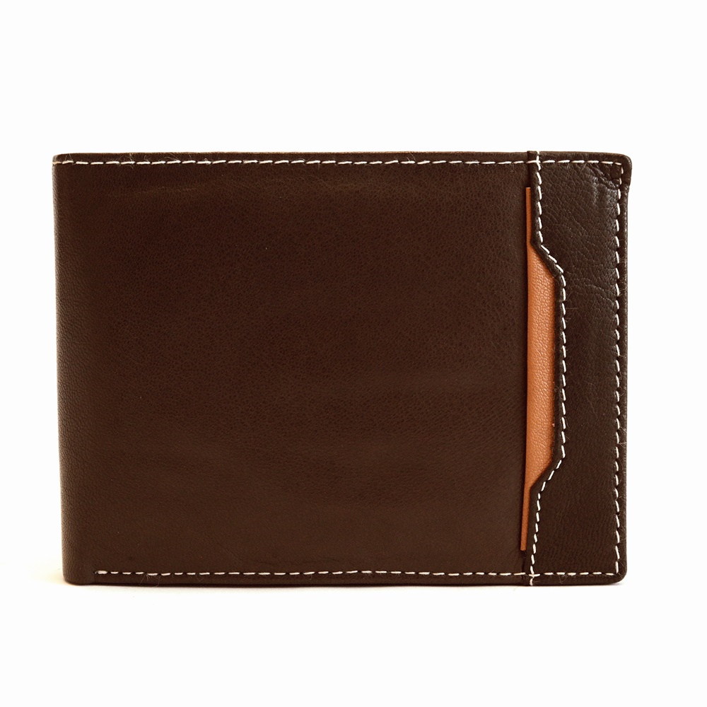 Tmavěhnědá/světlehnědá kožená peněženka BELLUGIO (GM-81A-033)