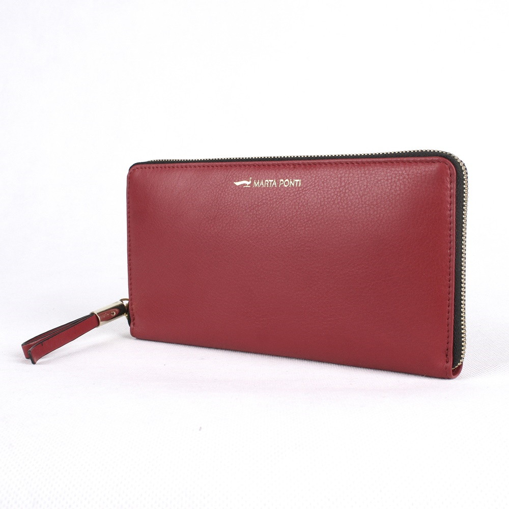 Luxusní tmavěčervená kožená peněženka Marta Ponti no. P054