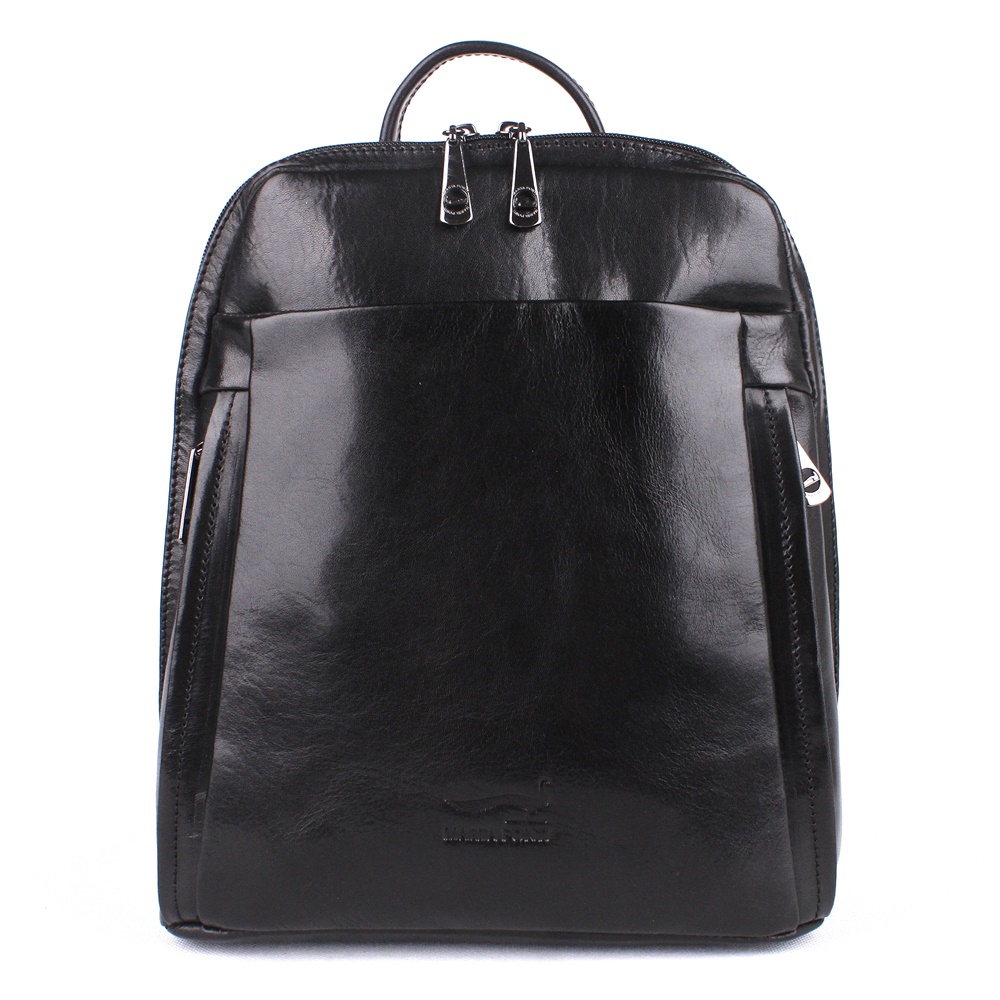 Dámský luxusní černý středně velký batoh Marta Ponti s obsahem 7l