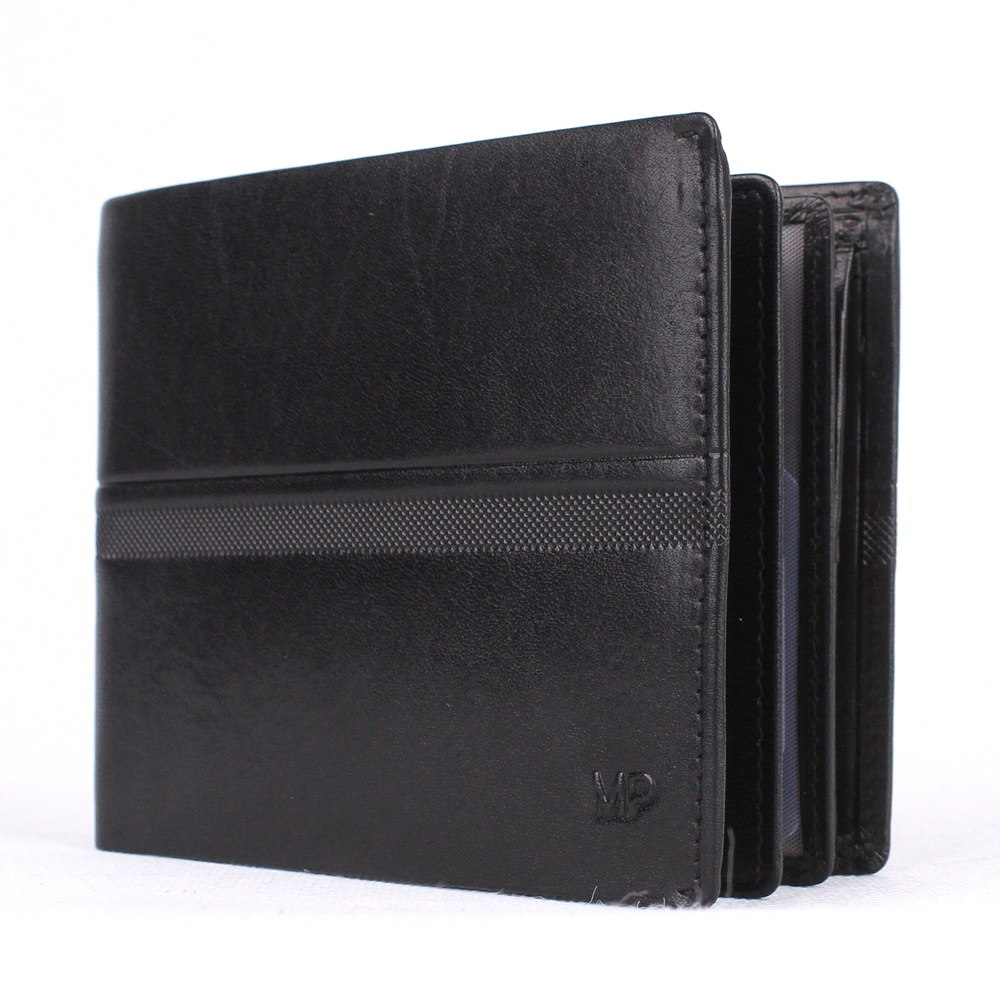 Luxusní černá hladká kožená peněženka Marta Ponti no. 626