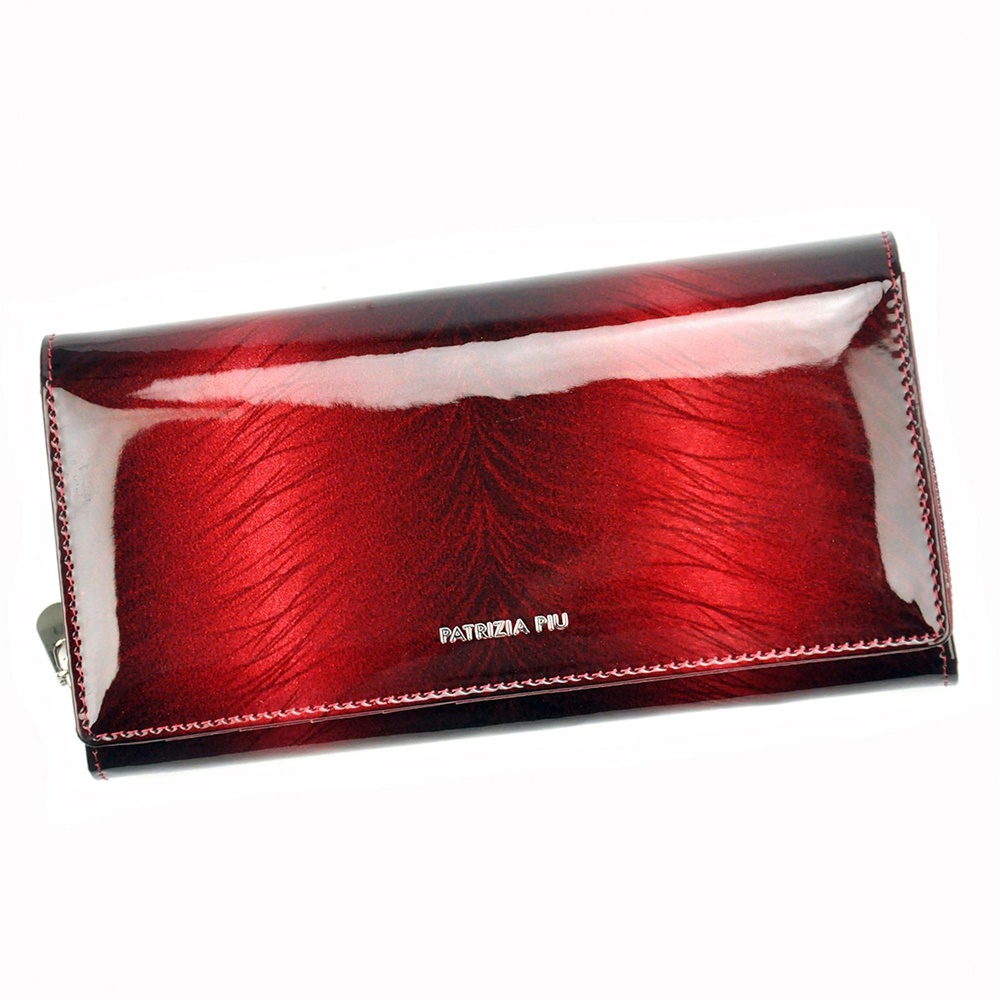 Lesklá tmavěčervená kožená peněženka Patrizia Piu FF-106