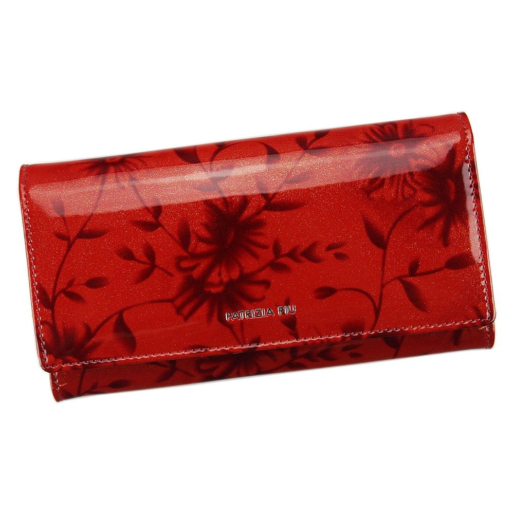 Lesklá červená kožená peněženka Patrizia Piu FL-106