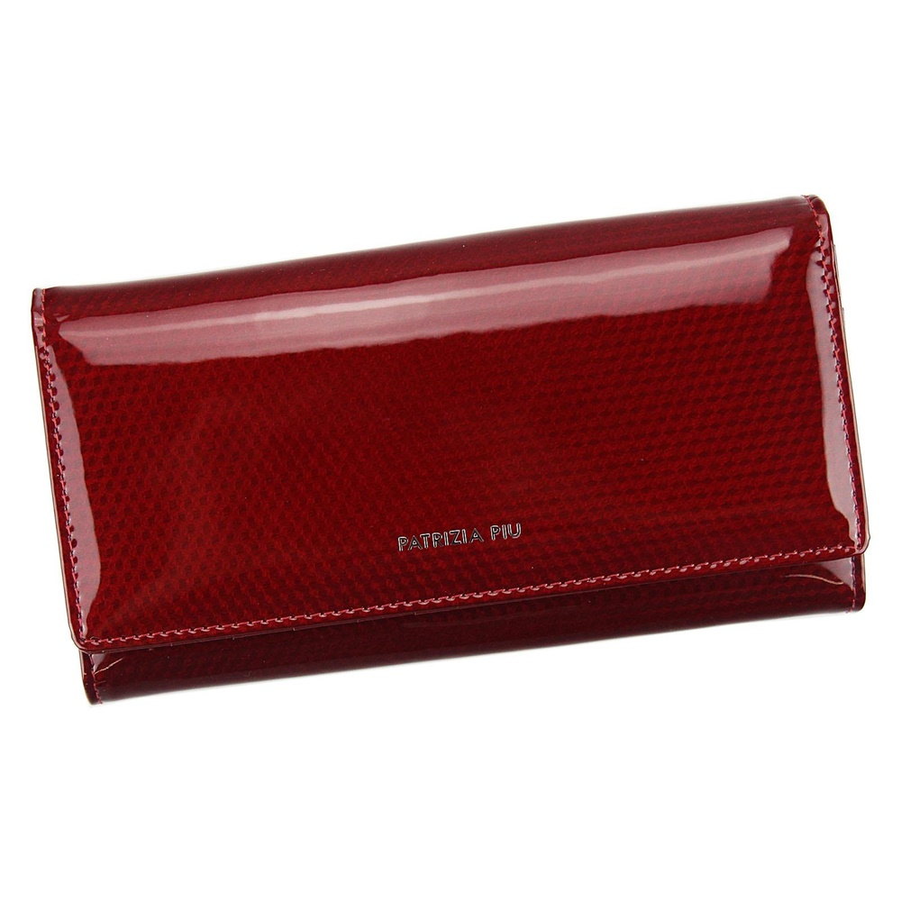 Lesklá tmavěčervená kožená peněženka Patrizia Piu CB106