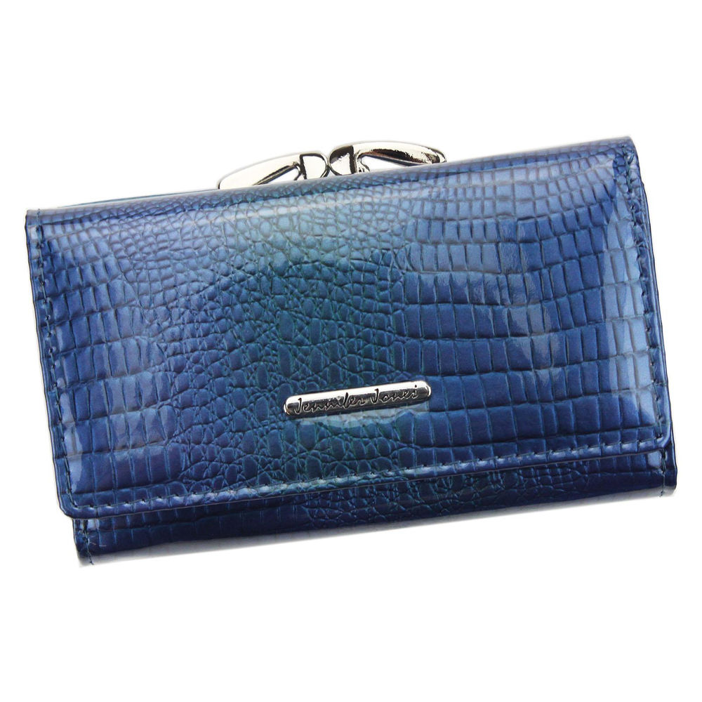 Lesklá modrá kožená peněženka Jennifer Jones 5249