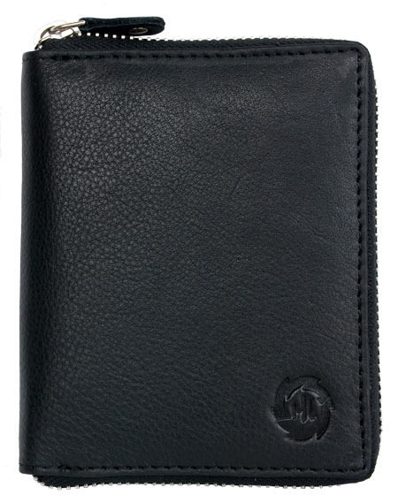 Černá celozipová kožená peněženka HL