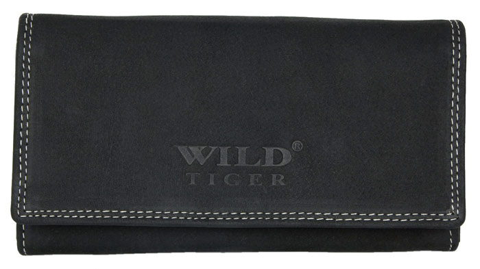 Černá kožená peněženka Wild Tiger