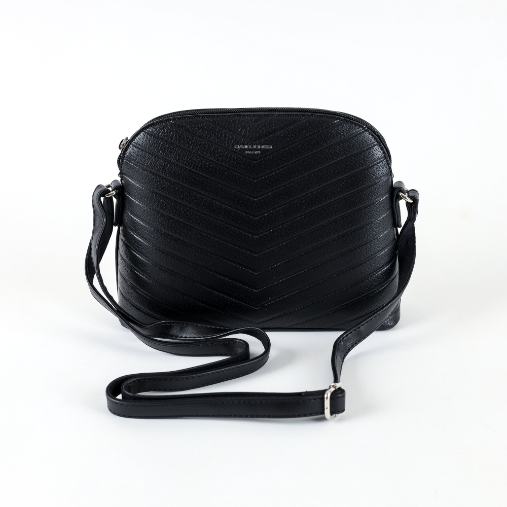 Malá pevná černá crossbody kabelka David Jones CM5758