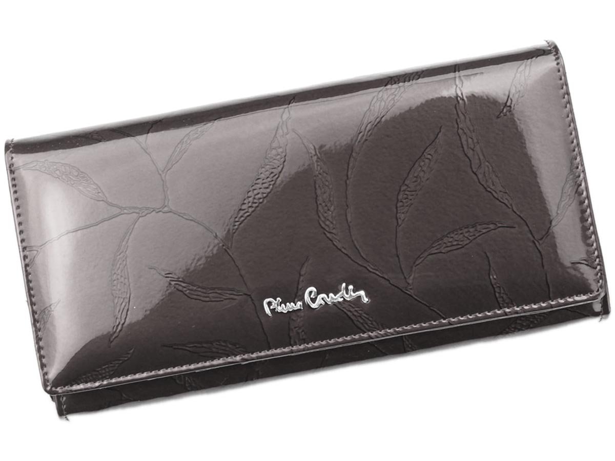 Šedá lesklá kožená peněženka Pierre Cardin LEAF 100