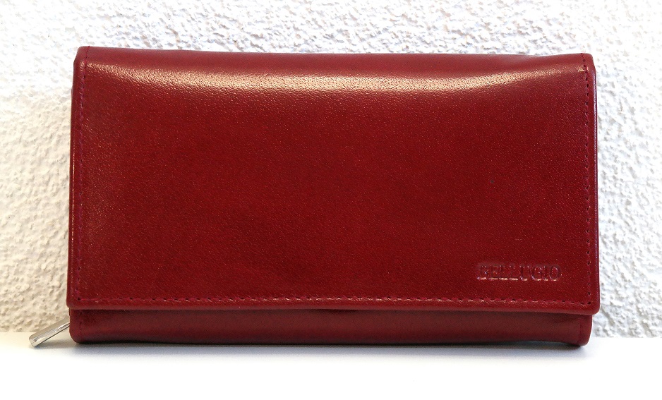 Tmavěčervená mírně lesklá kožená peněženka Bellugio 