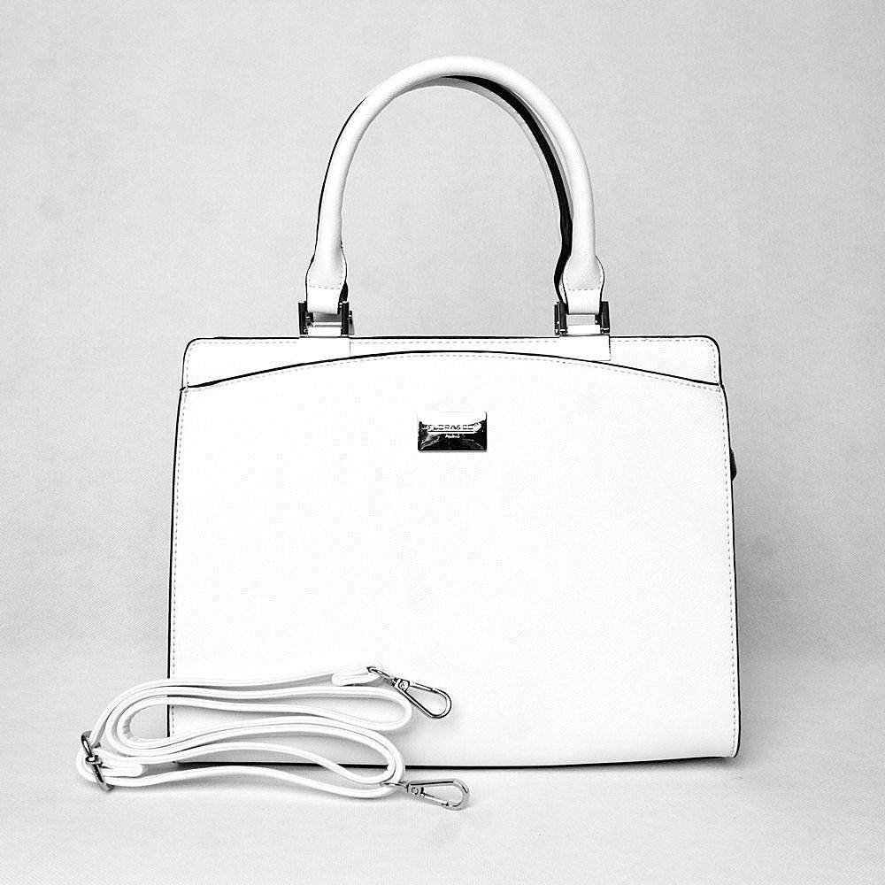 Bílá středně velká elegantní kabelka do ruky FLORA&CO F6346