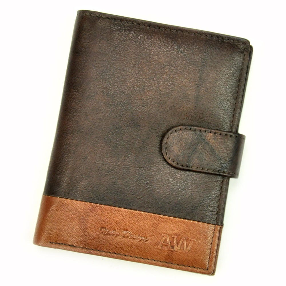 Hnědá kožená peněženka Wild N4L-GA s upínkou + RFID