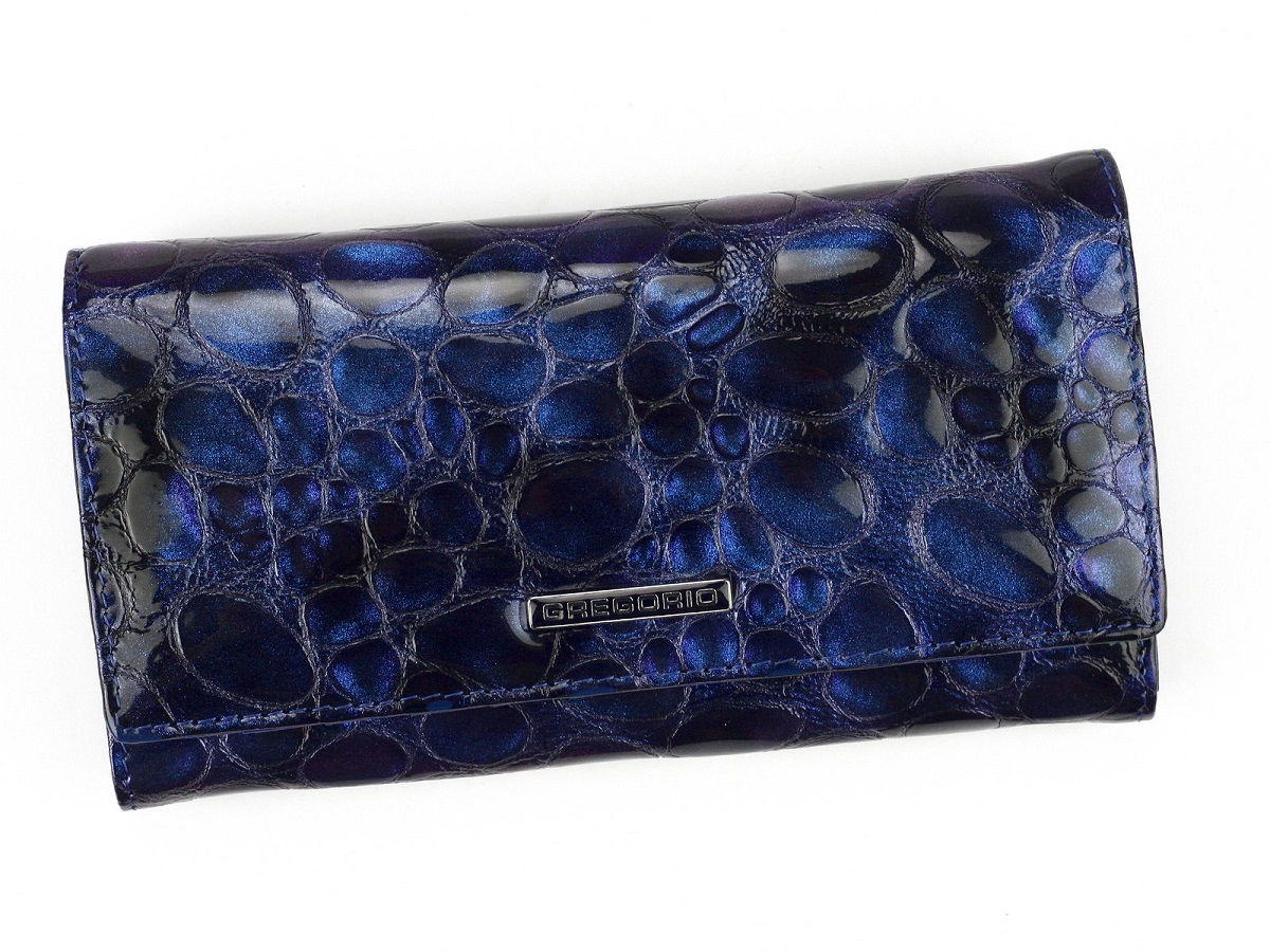 Modrá lesklá kožená peněženka Gregorio FZ-100