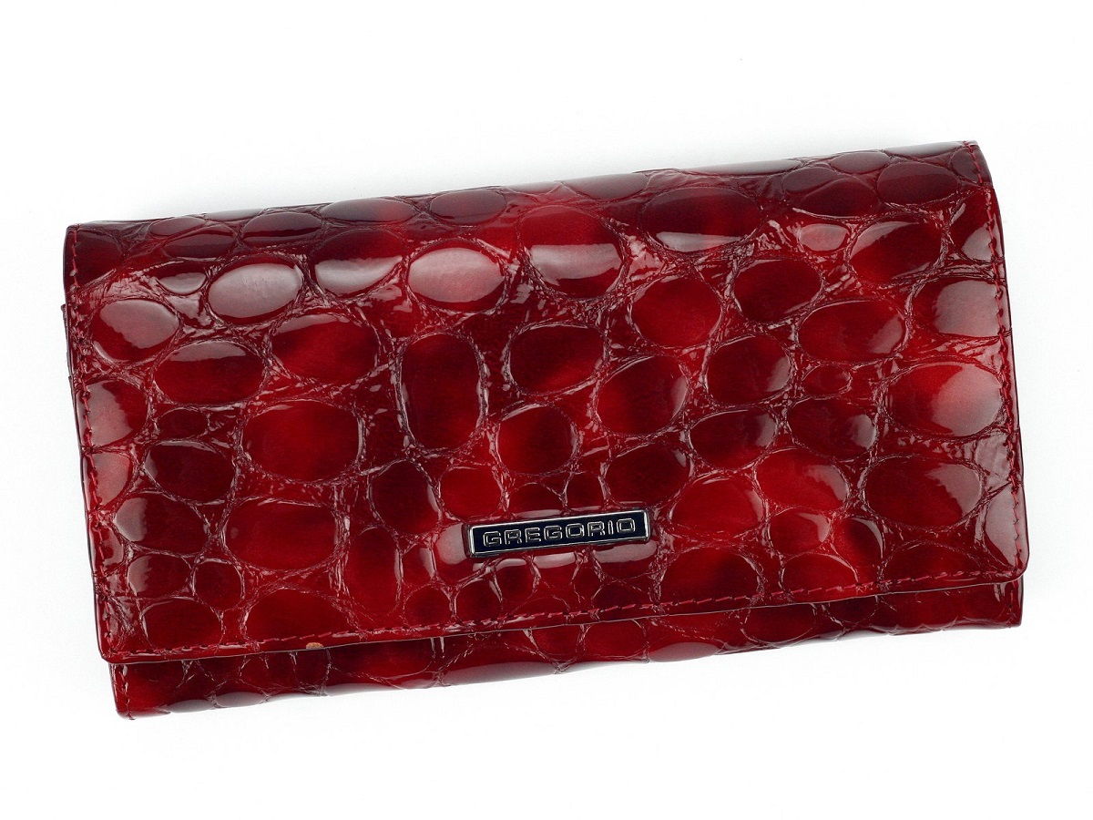Červená lesklá kožená peněženka Gregorio FZ-100