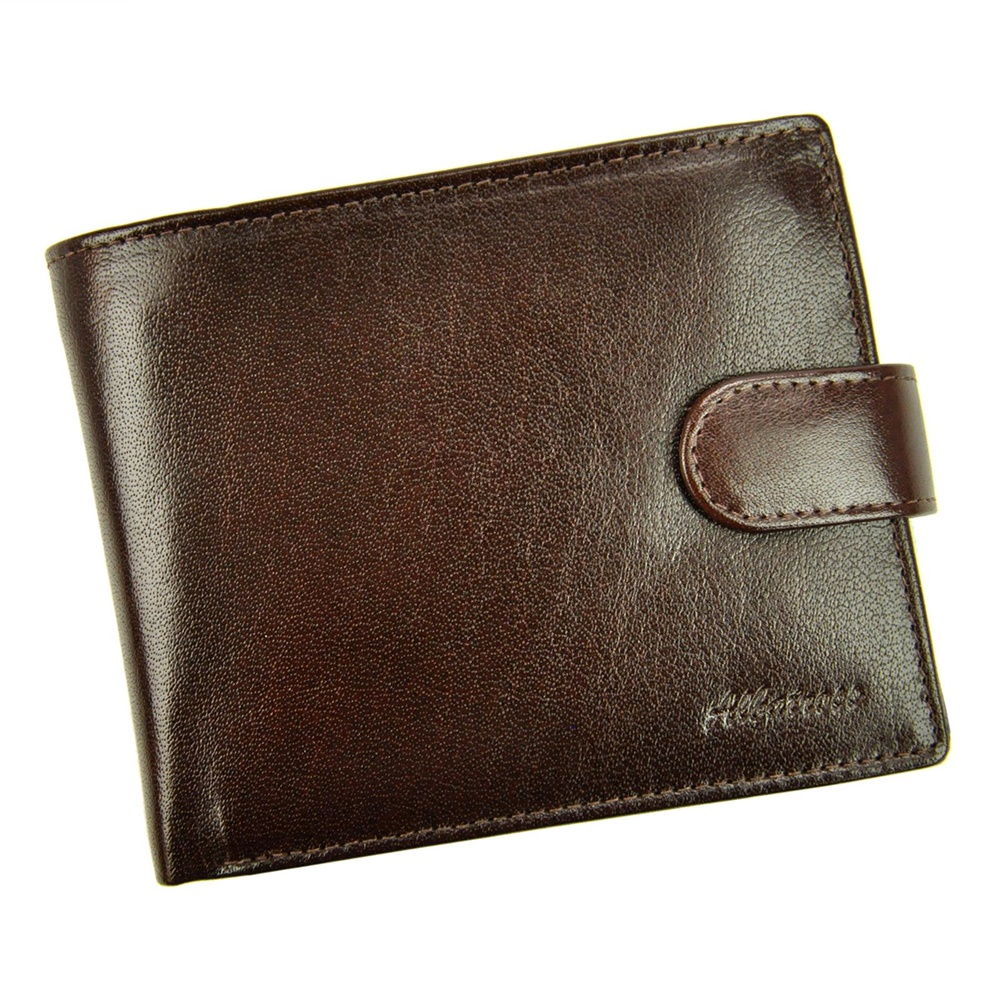Hnědá kožená peněženka Allbatross 04 s upínkou + RFID