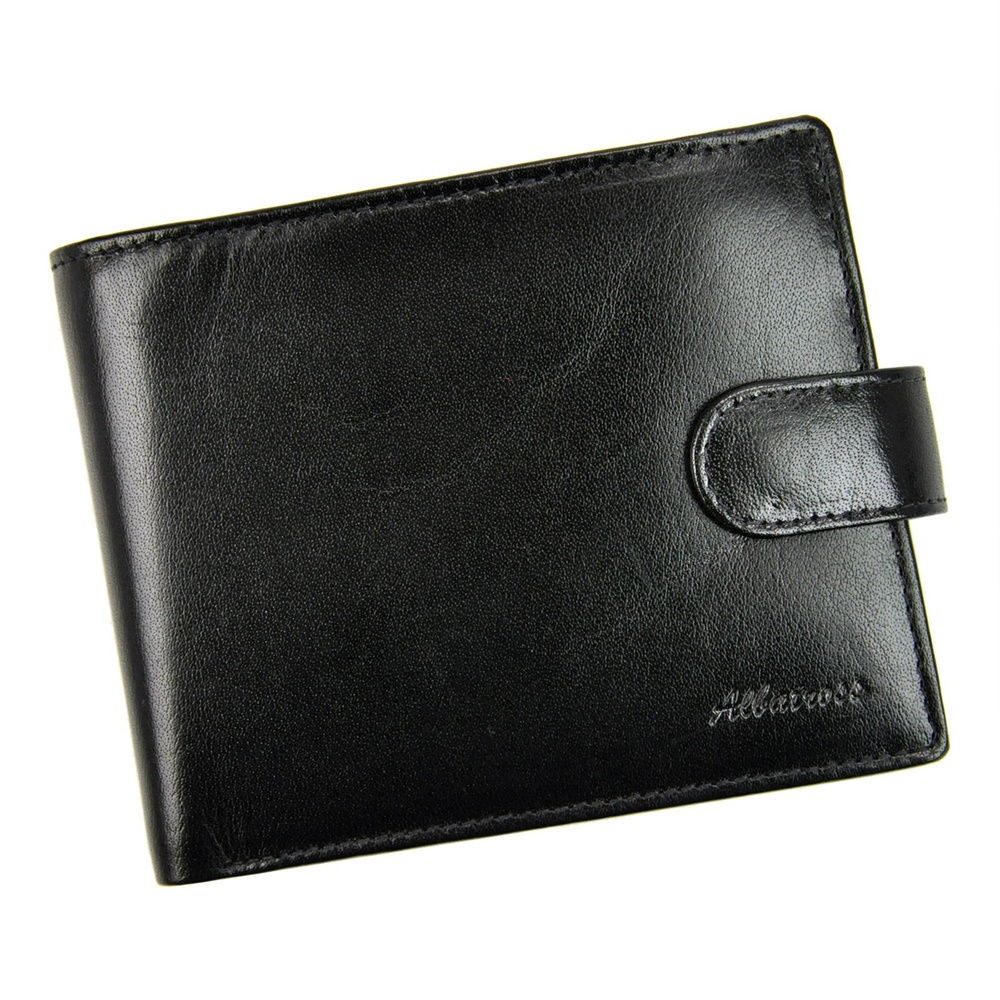 Černá kožená peněženka Allbatross 04 s upínkou + RFID