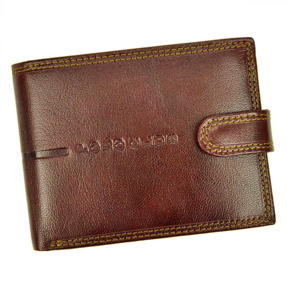 Hnědá kožená peněženka Harvey Miller Polo Club 1530260 s upínkou