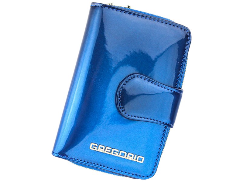Lesklá modrá kožená peněženka Gregorio SH115