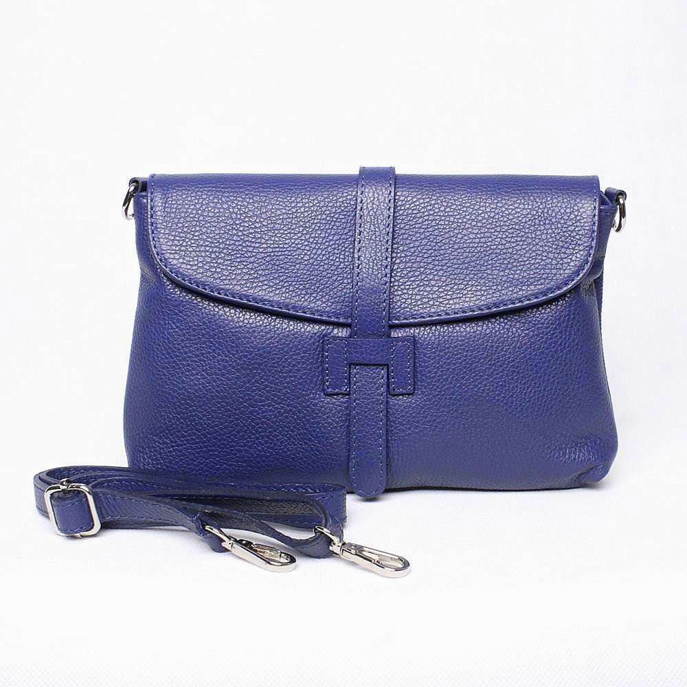 Modrá kožená kabelka na rameno/do ruky/crossbody no. 222