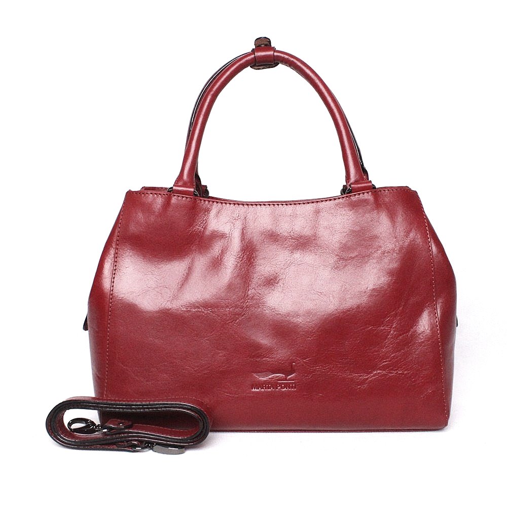 Tříoddílová luxusní dámská červená kabelka do ruky Marta Ponti no. 6009