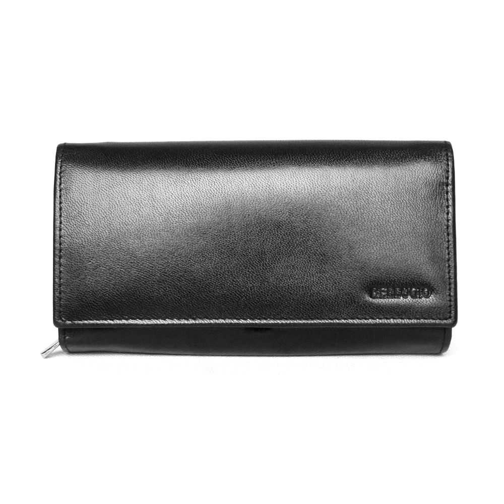 Černá mírně lesklá kožená peněženka BELLUGIO (ZD-02R-064)