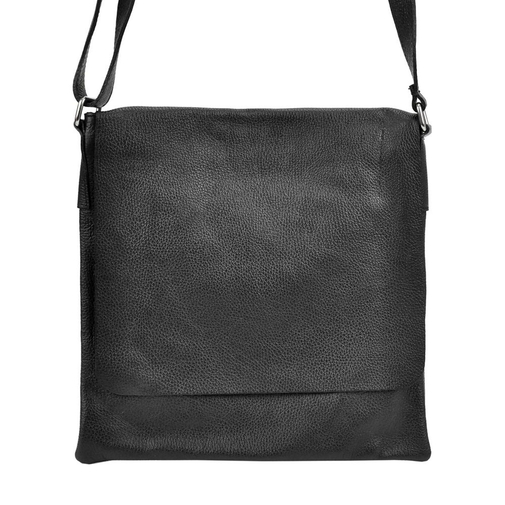 Velká černá kožená crossbody kabelka Patrizia Piu 318