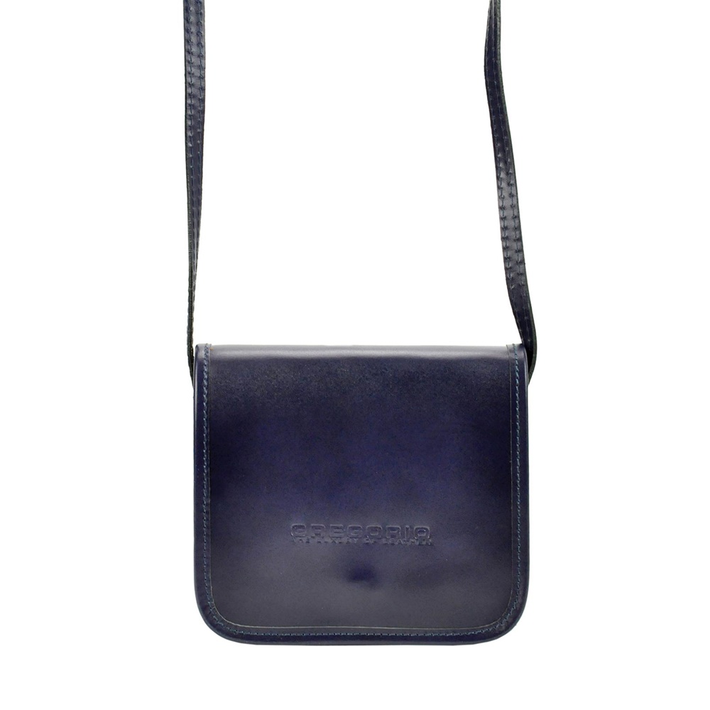 Tmavěmodrá pevná malá kožená crossbody kabelka Gregorio 109