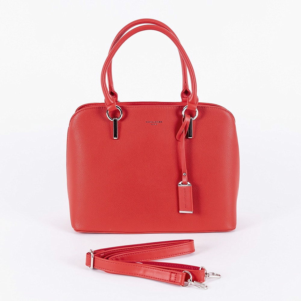 Elegantní středně velká červená kabelka do ruky David Jones CM6054