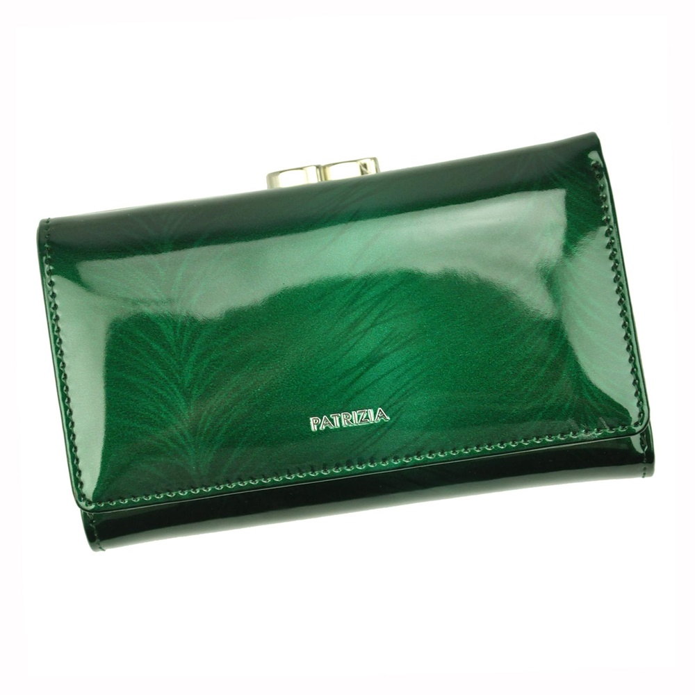 Zelená lesklá kožená peněženka Patrizia Piu FF-108
