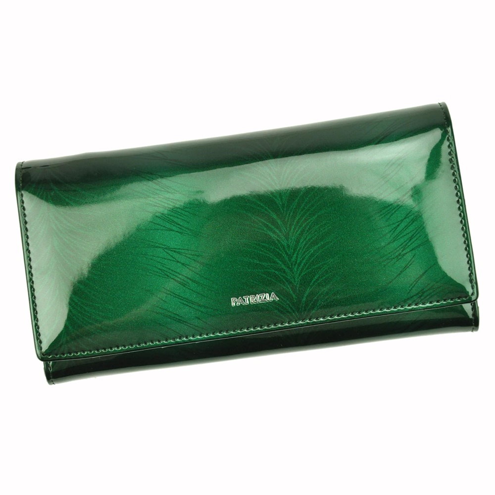 Zelená lesklá kožená peněženka Patrizia Piu FF-100