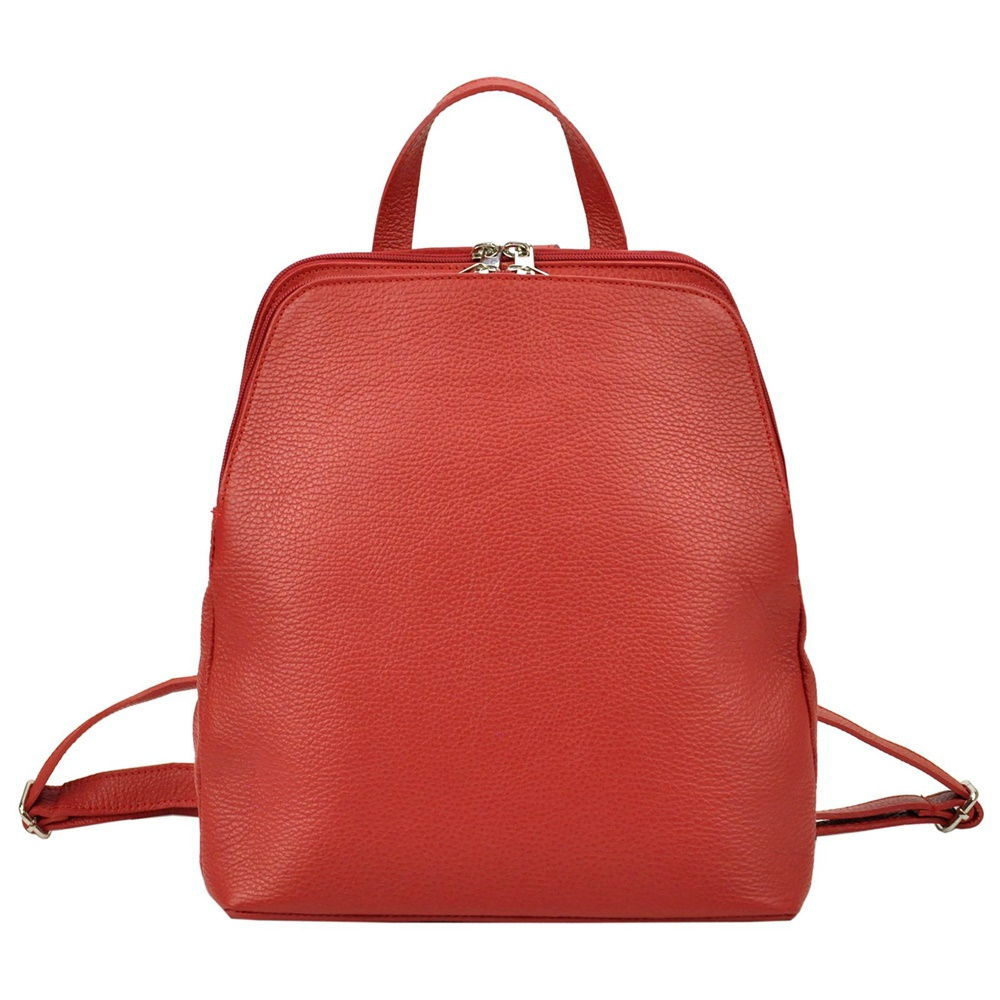 Dvouoddílový červený kožený batoh Patrizia Piu 518013, obsah cca. 7 l
