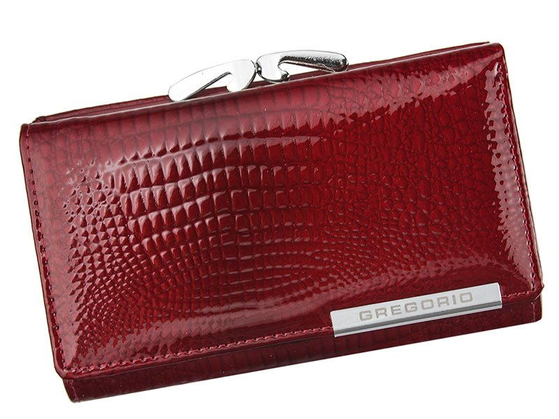 Červená lesklá kožená peněženka Gregorio GF108