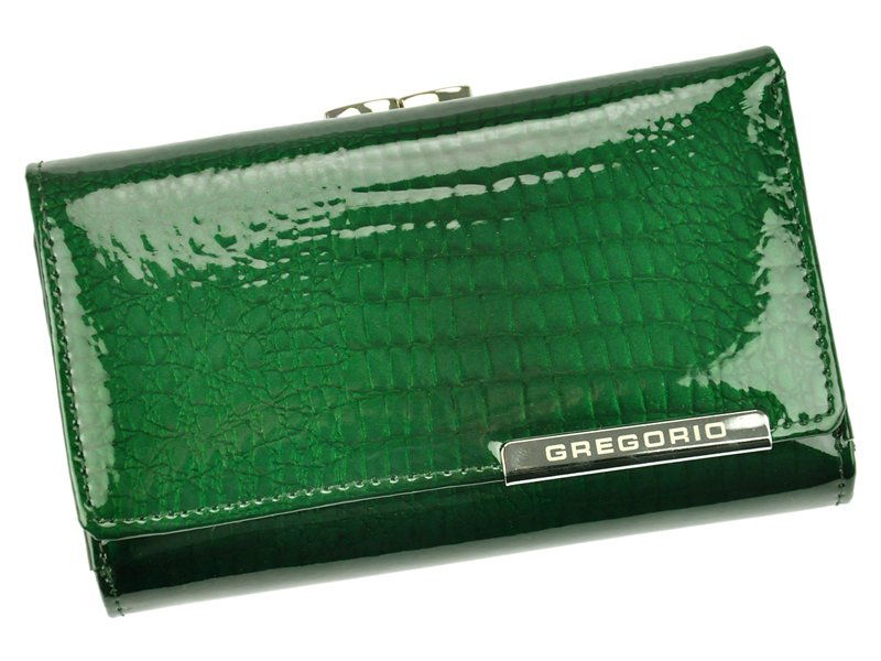 Zelená lesklá kožená peněženka Gregorio GF108