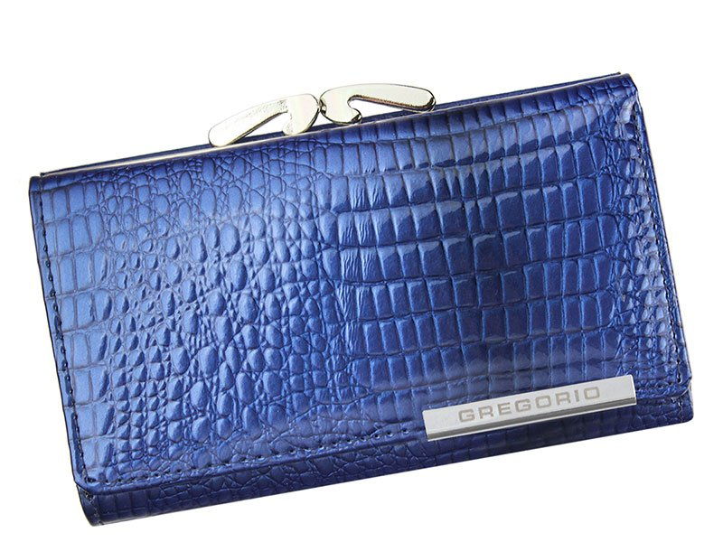 Modrá lesklá kožená peněženka Gregorio GF108