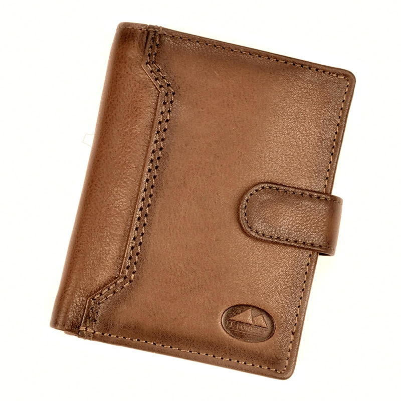 Tmavěhnědá kožená peněženka El Forrest 852 s upínkou + RFID