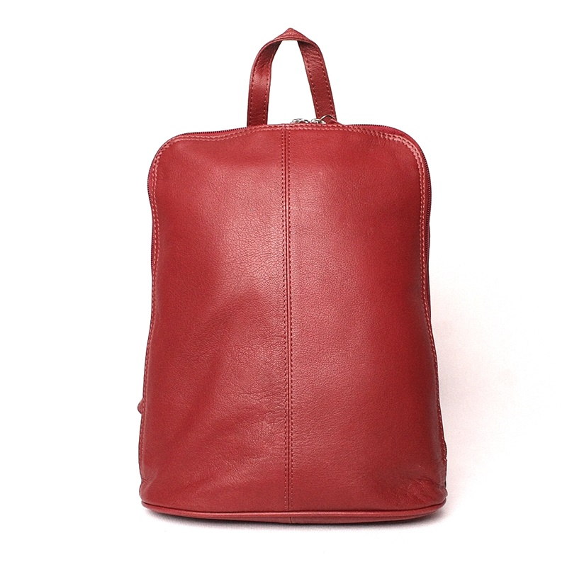 Tmavěčervený malý kožený batoh CiNiNO no. 1742, obsah cca. 3-4 l