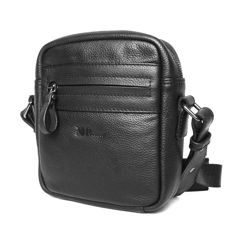 Luxusní malá kožená černá crossbody pánská taška Marta Ponti no. C47