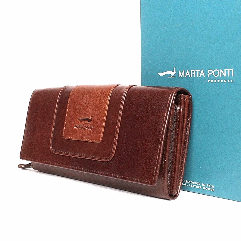 Luxusní tmavěhnědo-hnědá kožená peněženka Marta Ponti no. B530